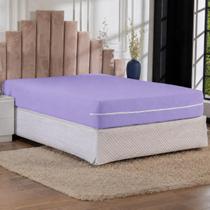 Protetor Capa de Colchão Roxo Malha Queen Cama Box Premium