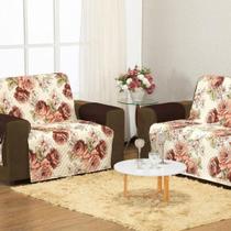 Protetor Capa De Sofa Aquarela Estampado 2 E 3 Lugares - Floral Marrom Protetor Capa De Sofa Aquarela Estampado 2 E 3 Lugares - Floral Marrom