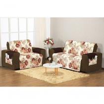 Protetor Capa De Sofa Aquarela Visual na cor Estampado 2 E 3 Lugares - Floral Marrom. Protetor Capa De Sofa Aquarela Visual na cor Estampado 2 E 3 Lugares - Floral Marrom.