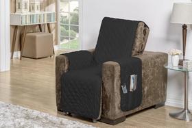 Protetor capa de sofa poltrona de 1 lugar fixa ou reclinavel + dupla face + porta objetos largura assento de 50cm - RG SHOPS