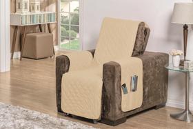Protetor capa para sofá poltrona de 1 lugar + dupla face + viés e matelado + porta objetos largura assento de 50cm