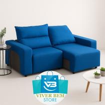Protetor Capa Sofá Retrátil e Reclinável 2 ou 3 lugares Veste Fácil Tamanho:3 LUGARES LISOCor:Azul