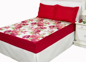 Protetor colchao casal estampado impermeavel - floral vermelho Protetor colchao casal estampado impermeavel - floral vermelho
