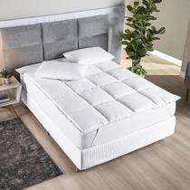 Protetor Colchão Pillow Top Premium Casal King MicroPercal 200 Fios Macio Camada Proteção - Branco