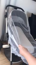 Protetor contra insetos Carrinho de bebê Mosquiteiro Branco com azul Marinho Elastico
