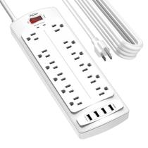 Protetor contra sobretensão Power Strip Alestor 12 tomadas, 4 USB, branco