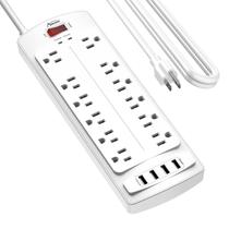 Protetor contra sobretensão Power Strip Alestor 12 tomadas, 4 USB, branco Protetor contra sobretensão Power Strip Alestor 12 tomadas, 4 USB, branco