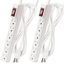 Protetor contra sobretensão Power Strip PLUGTUL, 6 tomadas, pacote com 2 pés