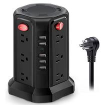 Protetor contra sobretensão Power Strip Tower PASSUS 12 AC 5 USB preto