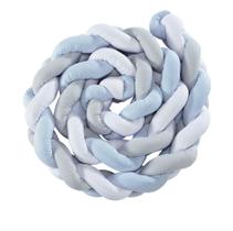 Protetor de Berço Trança 4 lados - Azul, Cinza e Branco 1 Pç