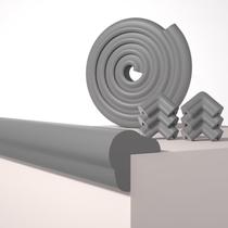 Protetor de borda de móveis QYV 2m em forma de L com 1,5 cm de espessura, cinza