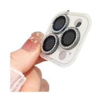 Protetor De Câmera Com Glitter De Diamante Para iPhone 16 15 14 13 12 pro Max plus Com Anel E Tampa