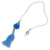 Protetor de carro Iemanja peixe azul claro Murano 30 mm pompom