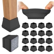 Protetor de chão para pernas de cadeira CHWM Square Silicone 16 peças preto