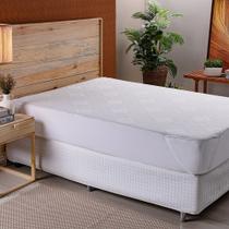 Protetor De Colchão Com Elástico Impermeável Jacquard Texturizada King 100% Poliéster - Branco