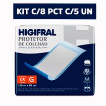 Protetor De Colchão e Lençol Descartável Geriatrico Higifral G Kit com 8 Pacotes com 5unid - Eurofral