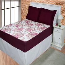 Protetor de Colchão Impermeável Casal Estampado Bouquet Rose Enxovais Aquarela Protetor de Colchão Impermeável Casal Estampado Bouquet Rose Enxovais Aquarela