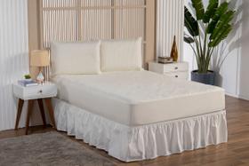 Protetor de Colchão Impermeável Casal + Saia 2 Elásticos + 2 Portas Travesseiro