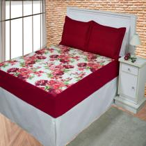 Protetor de Colchão Impermeável King Floral Vermelho Enxovais Aquarela Protetor de Colchão Impermeável King Floral Vermelho Enxovais Aquarela