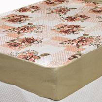 Protetor De Colchão King Impermeável 1 Peça Patchwork Salmão