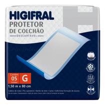 Protetor de Colchão Lençol Absorvente Higifral Tamanho G com 5 unidades