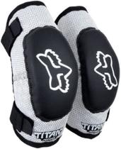 Protetor de Cotovelo Fox Racing Peewee Titan - Preto/Prata - Tamanhos P/M