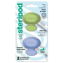 Protetor de escova de dentes Steripod Clip-On 2 unidades verde e azul
