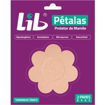 Protetor de Mamilo Lib Pétalas Autoadesivo Descartável Tamanho Único Cor Bege com 2 Pares