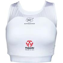 Protetor de peito feminino "maxi" para karate marca hayashi wkf homologado