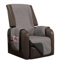 Protetor De Poltrona Manu Dupla Face Microfibra - Cinza-preto