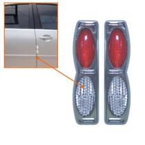 Protetor De Porta Cromado Com Refletor Olho De Gato Cristal/Vermelho