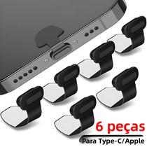 Protetor De Porta De Carregamento De Silicone Para iPhone E Samsung, 6 Peças, Para Conector