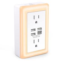 Protetor de sobretensão com carregador de parede USB Nustsa com luz noturna Protetor de sobretensão com carregador de parede USB Nustsa com luz noturna