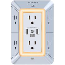 Protetor de sobretensão de carregador de parede USB POWRUI de 6 tomadas com 3 portas USB Protetor de sobretensão de carregador de parede USB POWRUI de 6 tomadas com 3 portas USB