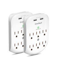 Protetor de sobretensão de parede One Beat 6-Outlet com 2 portas USB 2.4A 490J