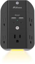 Protetor de sobretensão, extensor de saída Mifaso com luz noturna, 5 tomadas