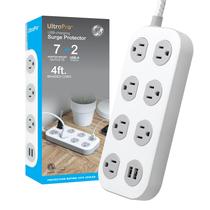 Protetor de sobretensão GE 7 Outlet 2 USB-A 2.4A 1470J 4 pés branco/cinza