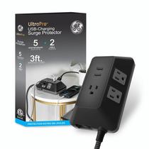 Protetor de sobretensão GE UltraPro Adapt de 5 tomadas com 2 USB-A 2.4A
