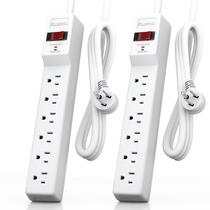 Protetor de sobretensão PLUGTUL, pacote com 2 unidades 980J com 6 tomadas, cabo de 4 pés Protetor de sobretensão PLUGTUL, pacote com 2 unidades 980J com 6 tomadas, cabo de 4 pés