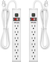 Protetor de sobretensão Power Strip, 6 tomadas, 600 Joules, pacote com 2 Tiffcofio Protetor de sobretensão Power Strip, 6 tomadas, 600 Joules, pacote com 2 Tiffcofio