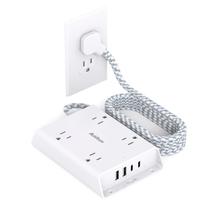 Protetor de sobretensão Power Strip Addtam com 4 cabos USB de 5 pés e 4 saídas