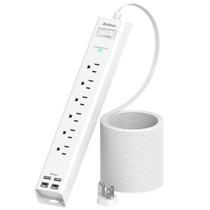 Protetor de sobretensão Power Strip Addtam de 10 pés com 6 tomadas e 4 USB