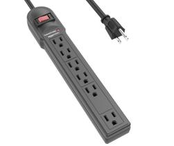 Protetor de sobretensão Power Strip Amazon Basics 6-Outlet Black