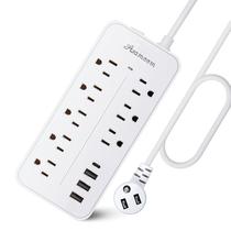Protetor de sobretensão Power Strip Asamoom 8 tomadas 3 USB 1 USB-C
