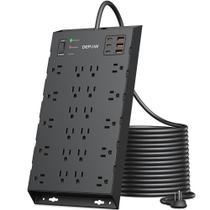 Protetor de sobretensão Power Strip DEPOW 22 tomadas AC 6 USB de 15 pés