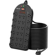 Protetor de sobretensão Power Strip DEPOW de 15 pés com USB 1875W/15A preto Protetor de sobretensão Power Strip DEPOW de 15 pés com USB 1875W/15A preto