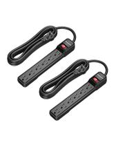 Protetor de sobretensão Power Strip DEWENWILS, pacote com 2, cabo de 15 pés, 6 tomadas