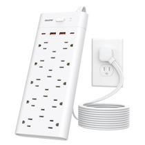 Protetor de sobretensão Power Strip, extensor de saída, 14 tomadas, 4 USB