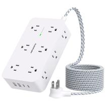 Protetor de sobretensão Power Strip HANYCONY 12 tomadas e 4 portas USB