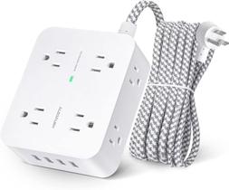 Protetor de sobretensão Power Strip HANYCONY 8 tomadas, 4 USB de 5 pés Protetor de sobretensão Power Strip HANYCONY 8 tomadas, 4 USB de 5 pés